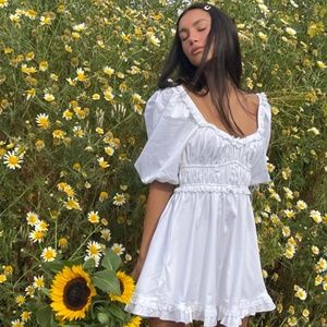 For Love and Lemons Poplin Jackson Mini Dress White size S
